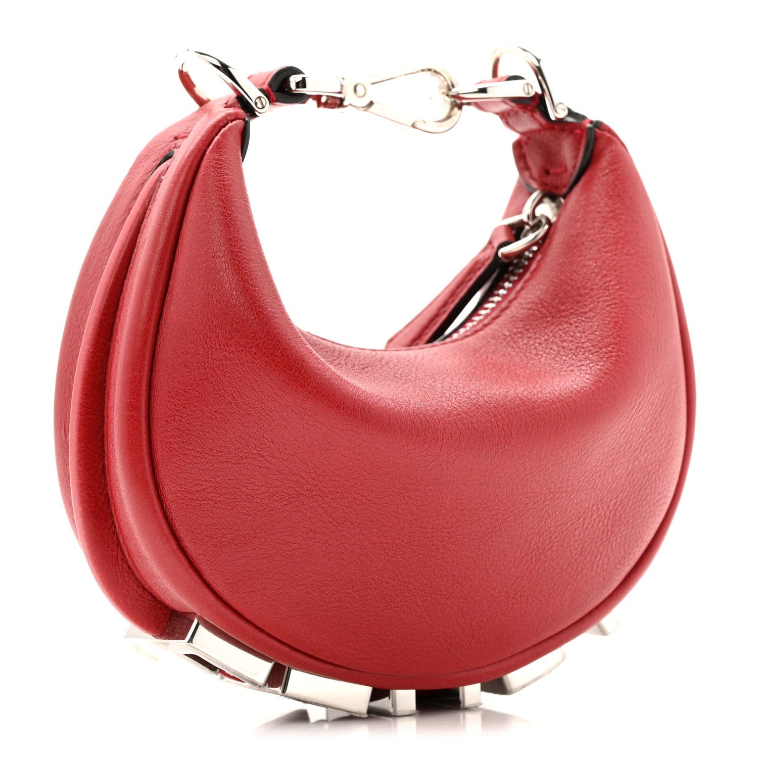 Fendi Vitello Grace New Matte Nano Fendigraphy Hobo Charm Scarlet 5 of 19