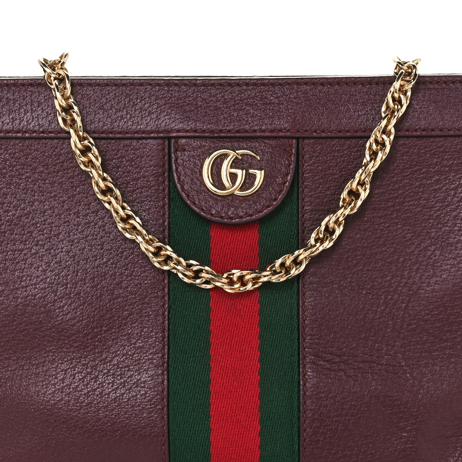 Gucci Calfskin GG Web Small Ophidia Chain Shoulder Bag Vintage Bordeaux 9 of 11