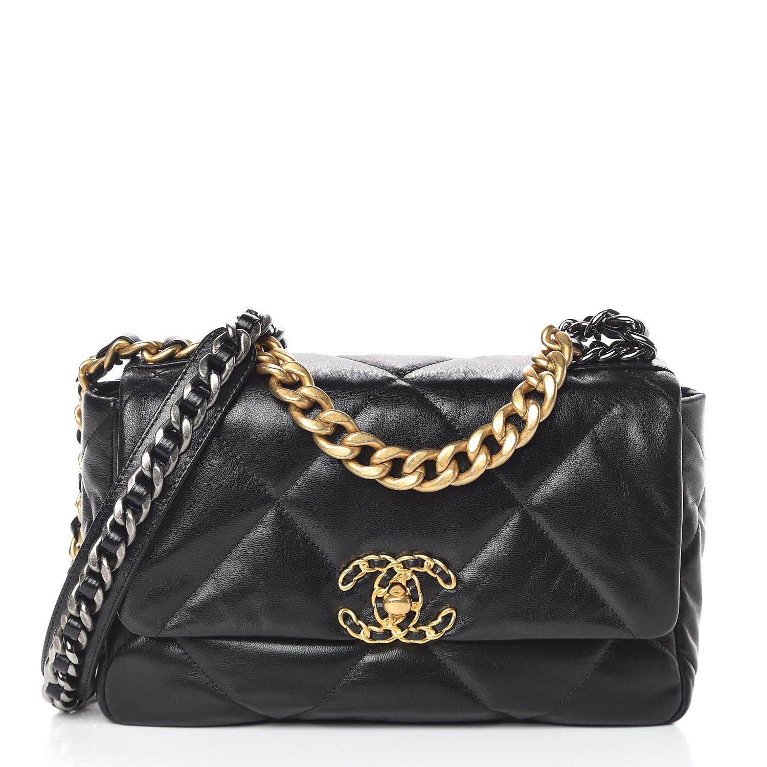 Chanel Lambskin Quilted Medium 19 Flap Black 1 of 10