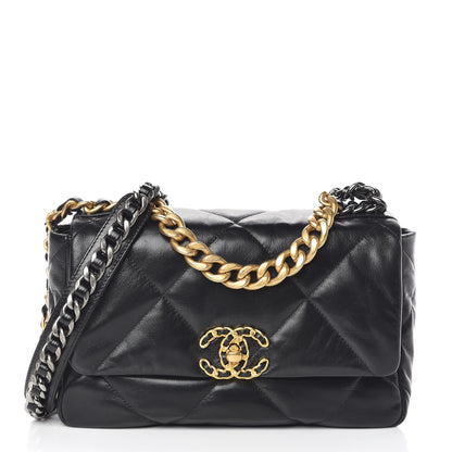 Chanel Lambskin Quilted Medium 19 Flap Black 1 of 10