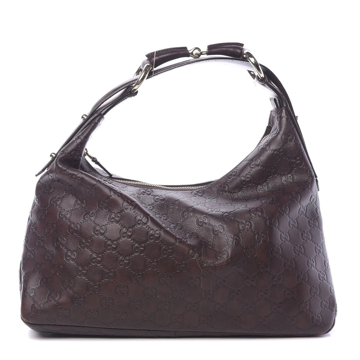 Guccissima Medium Horsebit Chain Hobo Dark Brown