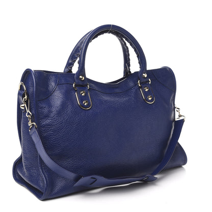 Balenciaga Chevre Gold Metallic Edge Hardware City Bleu Roi 2 of 9