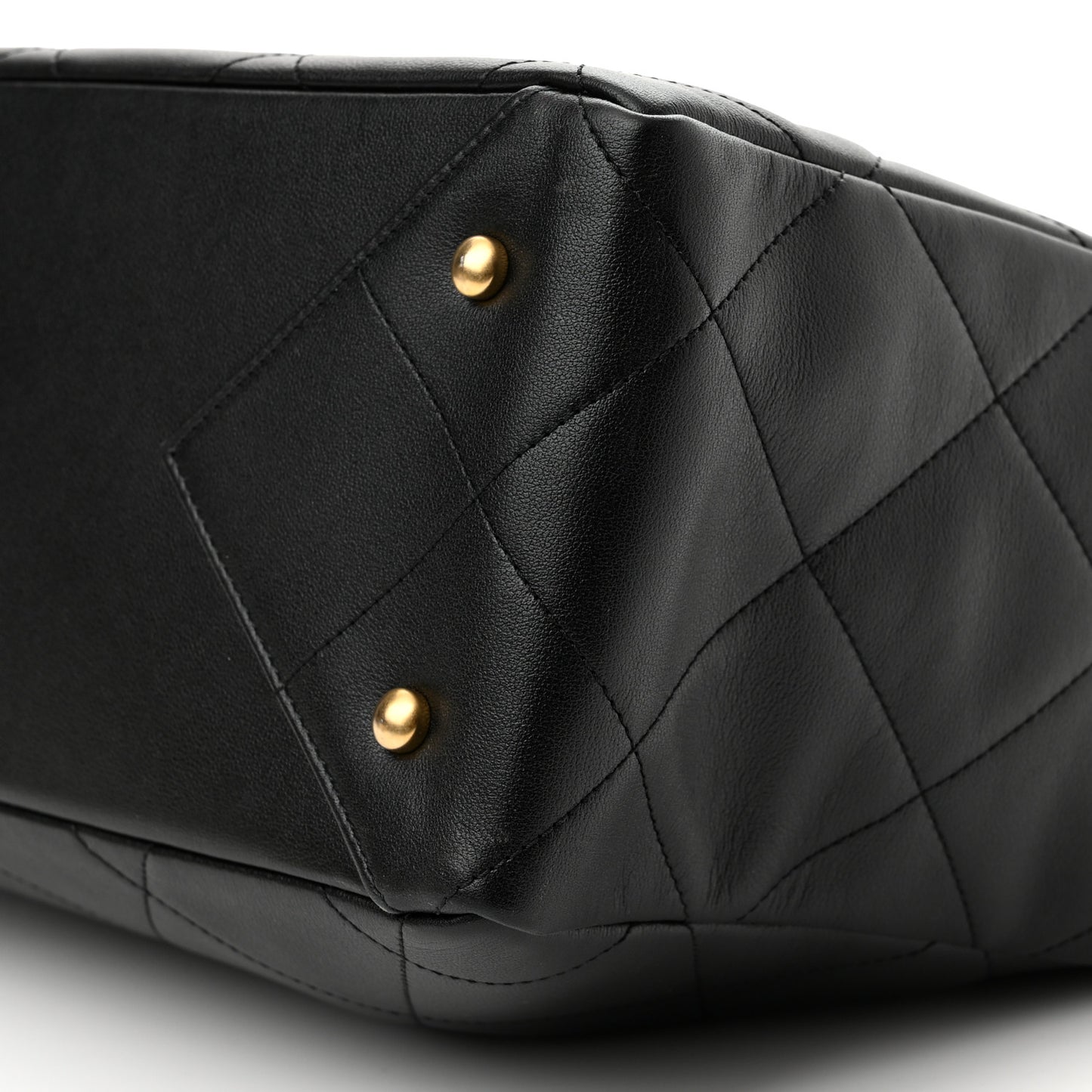 Calfskin Quilted Chain Shopping Tote Black