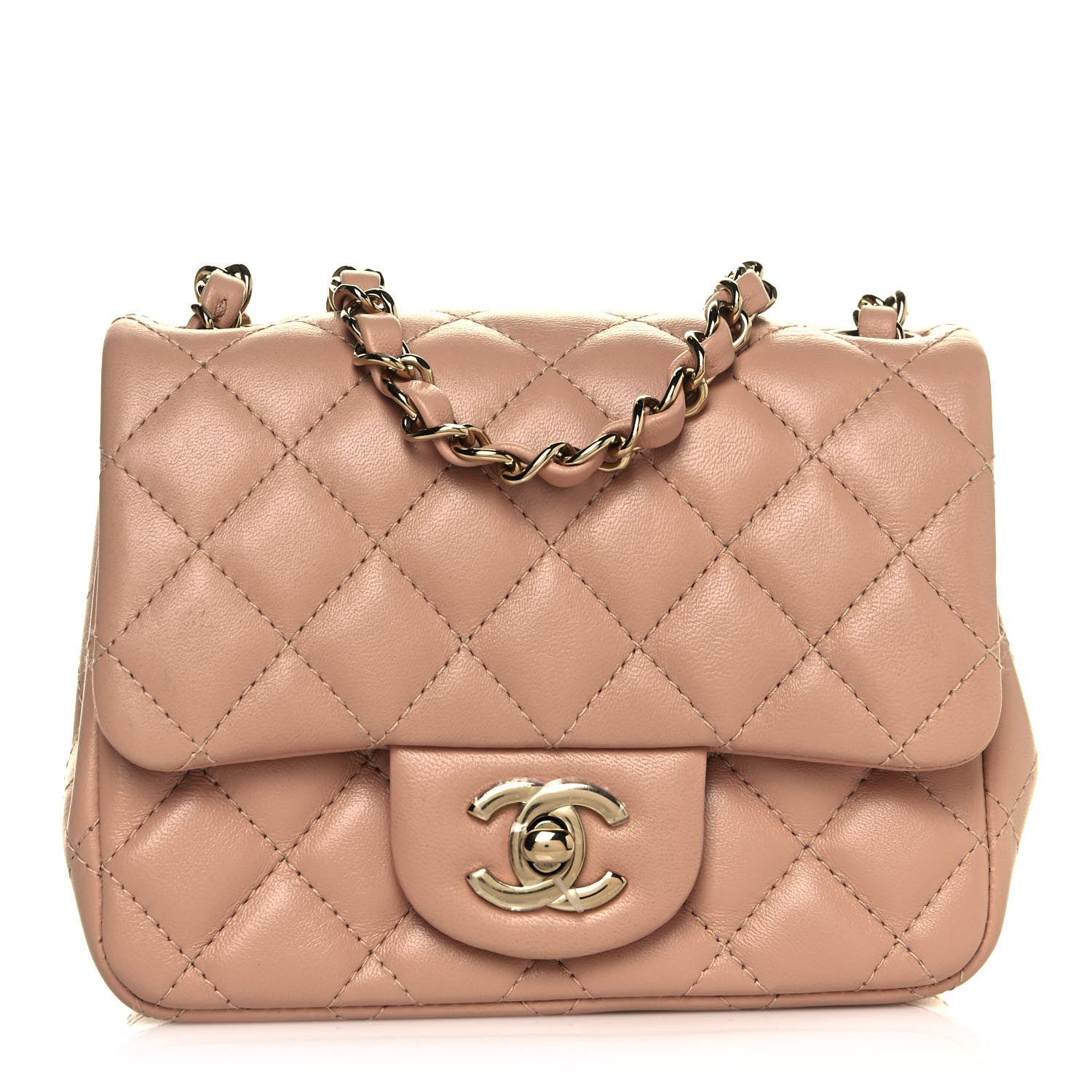 Chanel Lambskin Quilted Mini Square Flap Beige 1 of 13