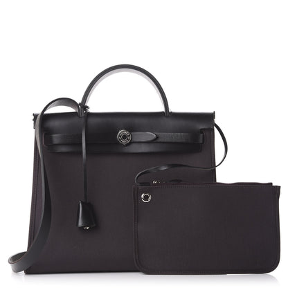 Hermes Military Toile Vache Hunter Herbag Zip PM 31 Prune Black 1 of 13