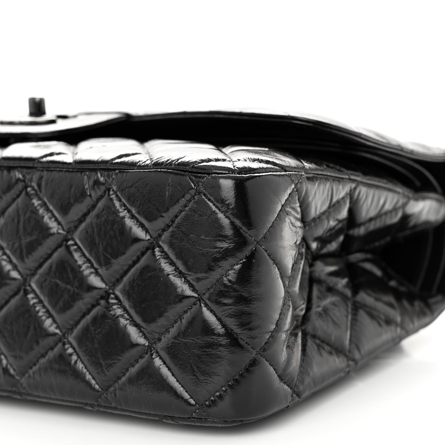Chanel Shiny Distressed Calfskin Quilted Jumbo Double Flap So Black 10 of 10