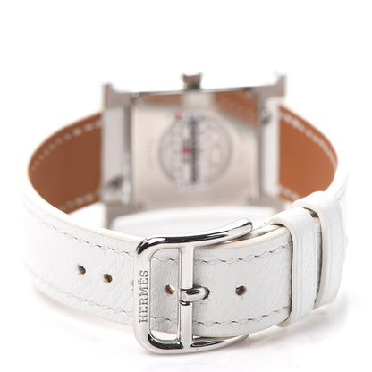 Hermes Stainless Steel Epsom 21mm Heure H Hour Quartz Watch Blanc 3 of 4