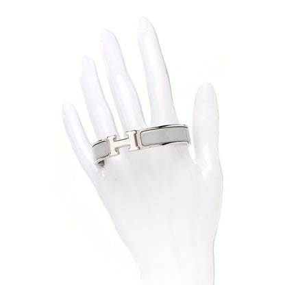 Hermes Enamel Narrow Clic Clac H Bracelet PM Blanc Gris Clair 2 of 5