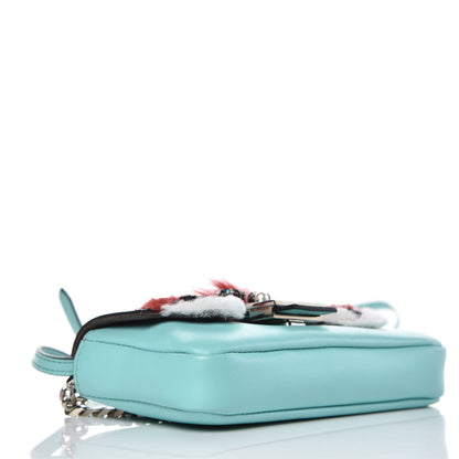 Fendi Nappa Rabbit Fox Fur Micro Buggie Baguette Tiffany 4 of 7
