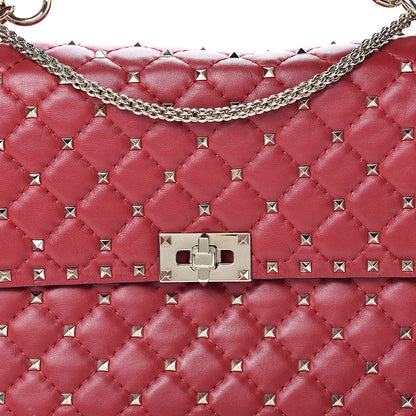 Valentino Garavani Lambskin Large Rockstud Spike Shoulder Bag Red 6 of 12