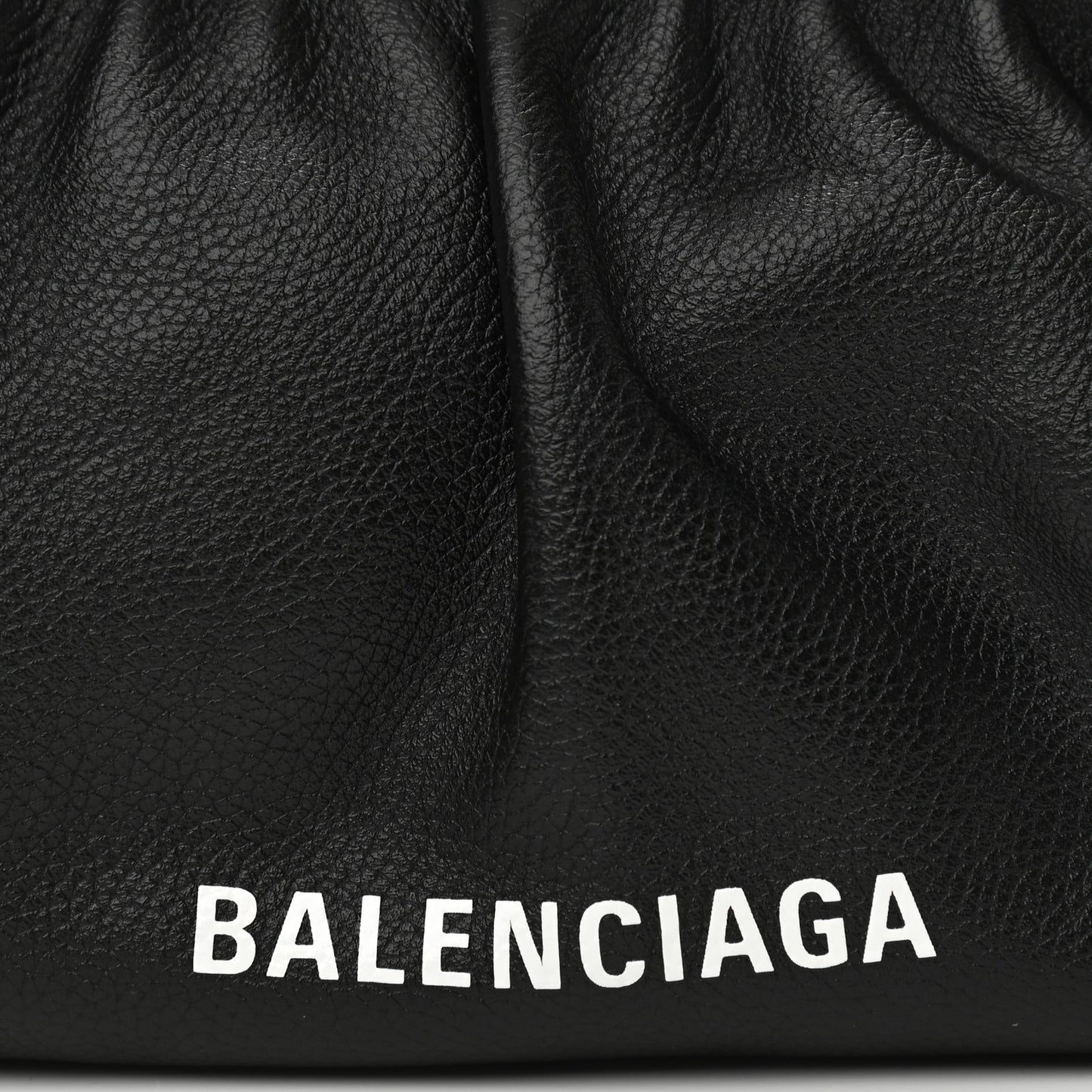 Grained Calfskin Logo Cloud Clutch XS Black