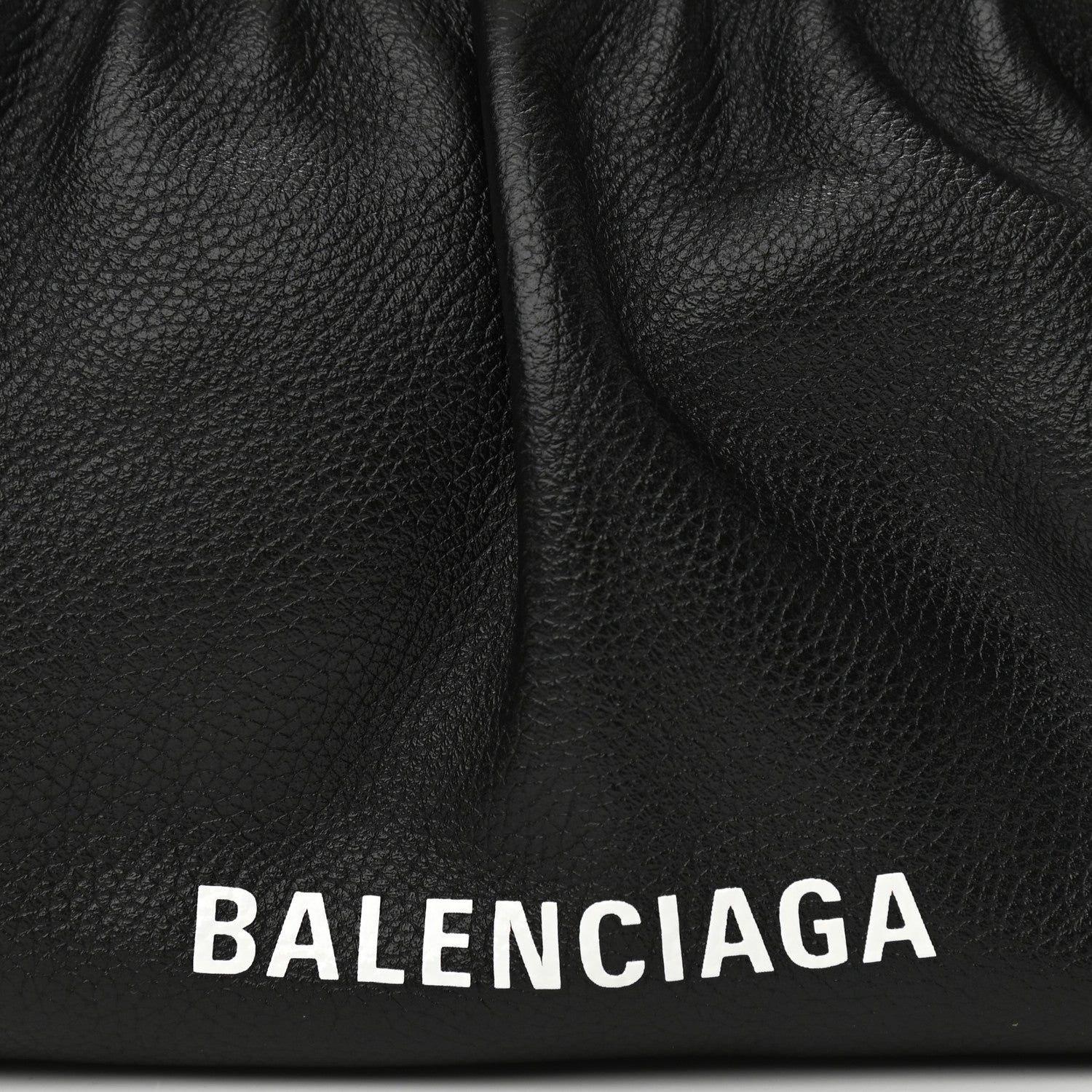 Balenciaga Grained Calfskin Logo Cloud Clutch XS Black 10 of 11