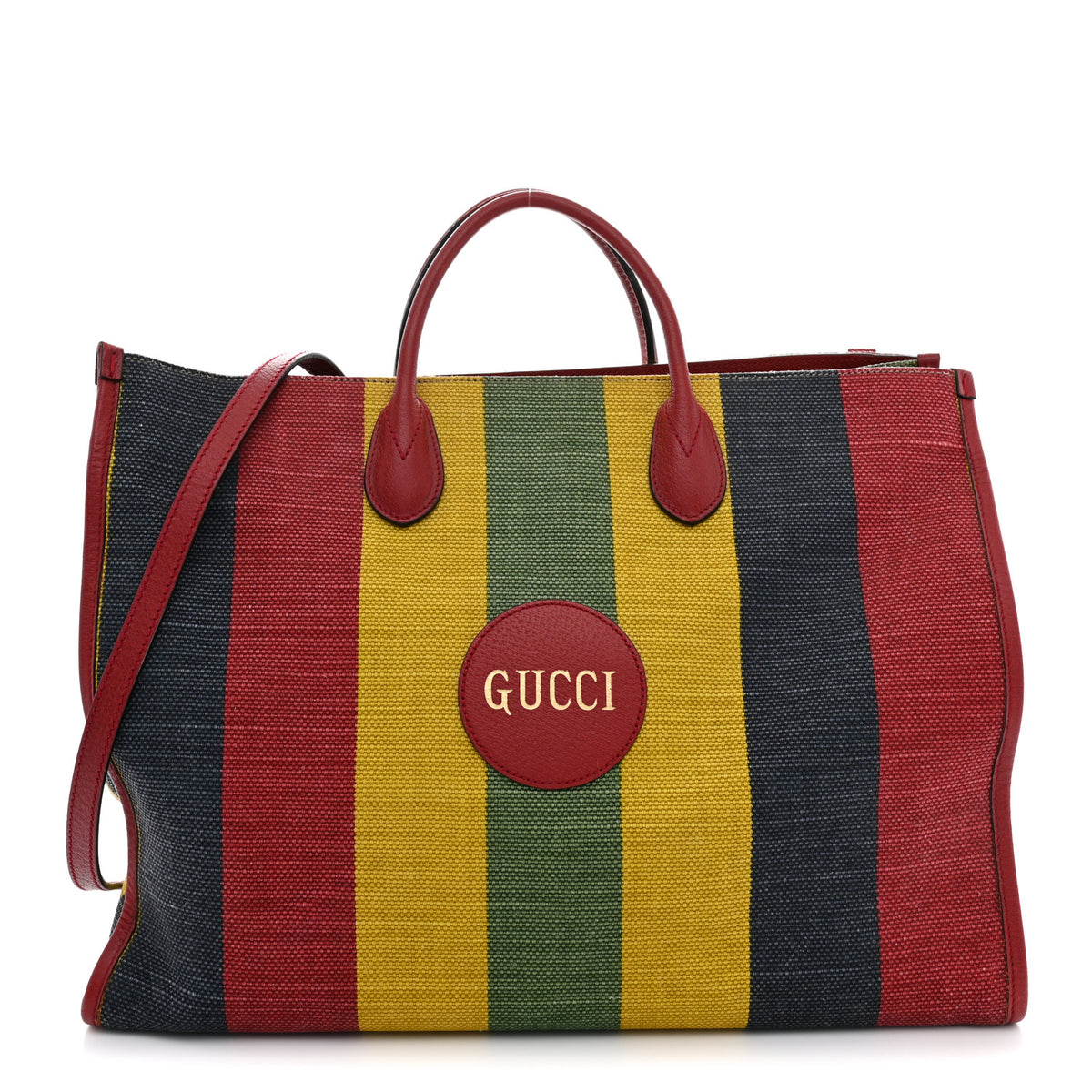 Gucci Canvas Marley Stripe Script Logo Large Gucci 100 Tote Bag Multicolor 1 of 15
