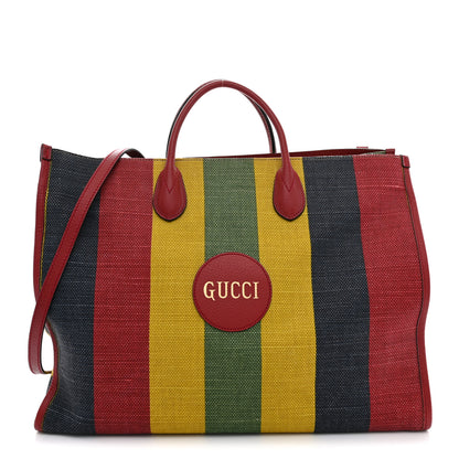 Gucci Canvas Marley Stripe Script Logo Large Gucci 100 Tote Bag Multicolor 1 of 15