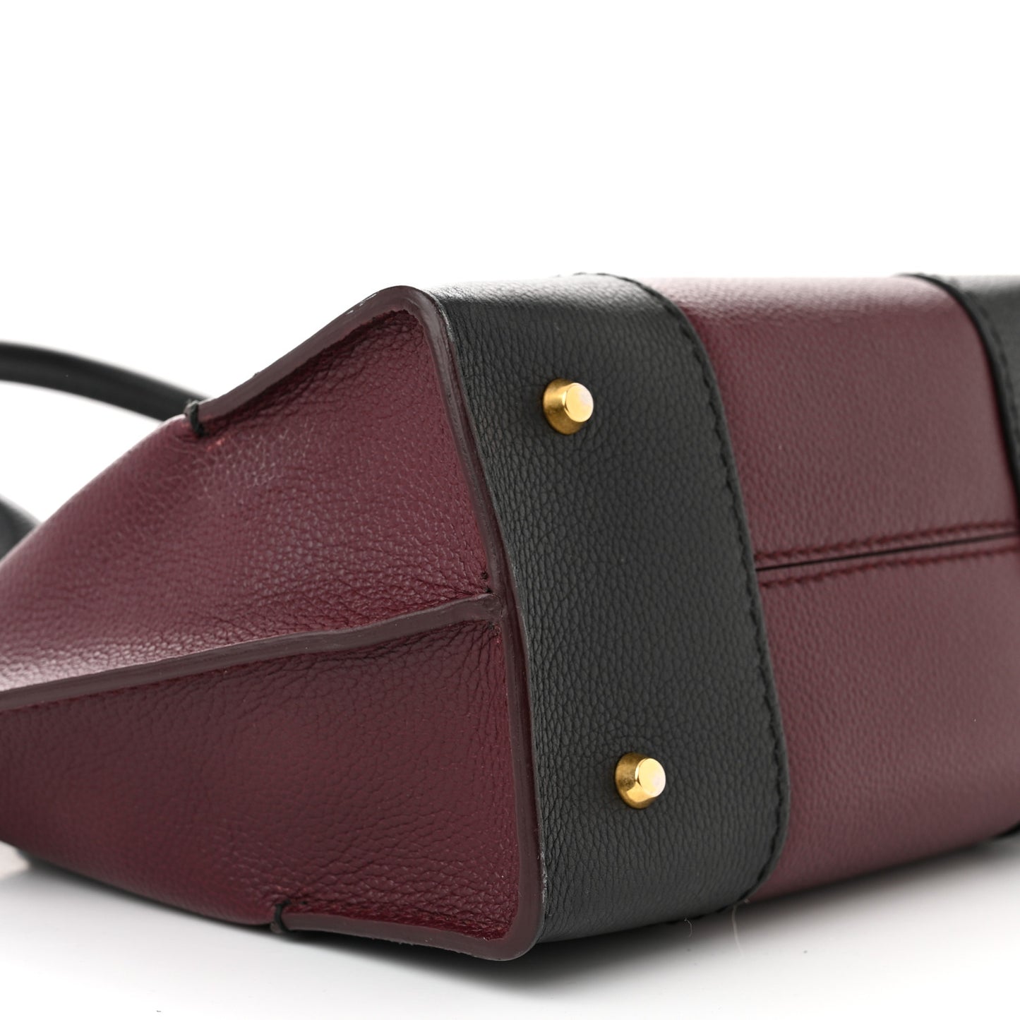 Grained Calfskin Small Bi-Color Legend Satchel Burgundy Black