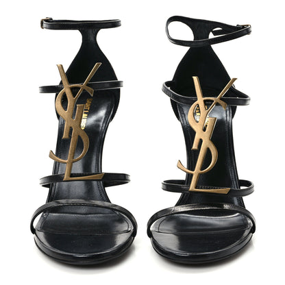 Saint Laurent Patent Cassandra 100 Ankle Strap Sandals 40 Black Gold 2 of 8