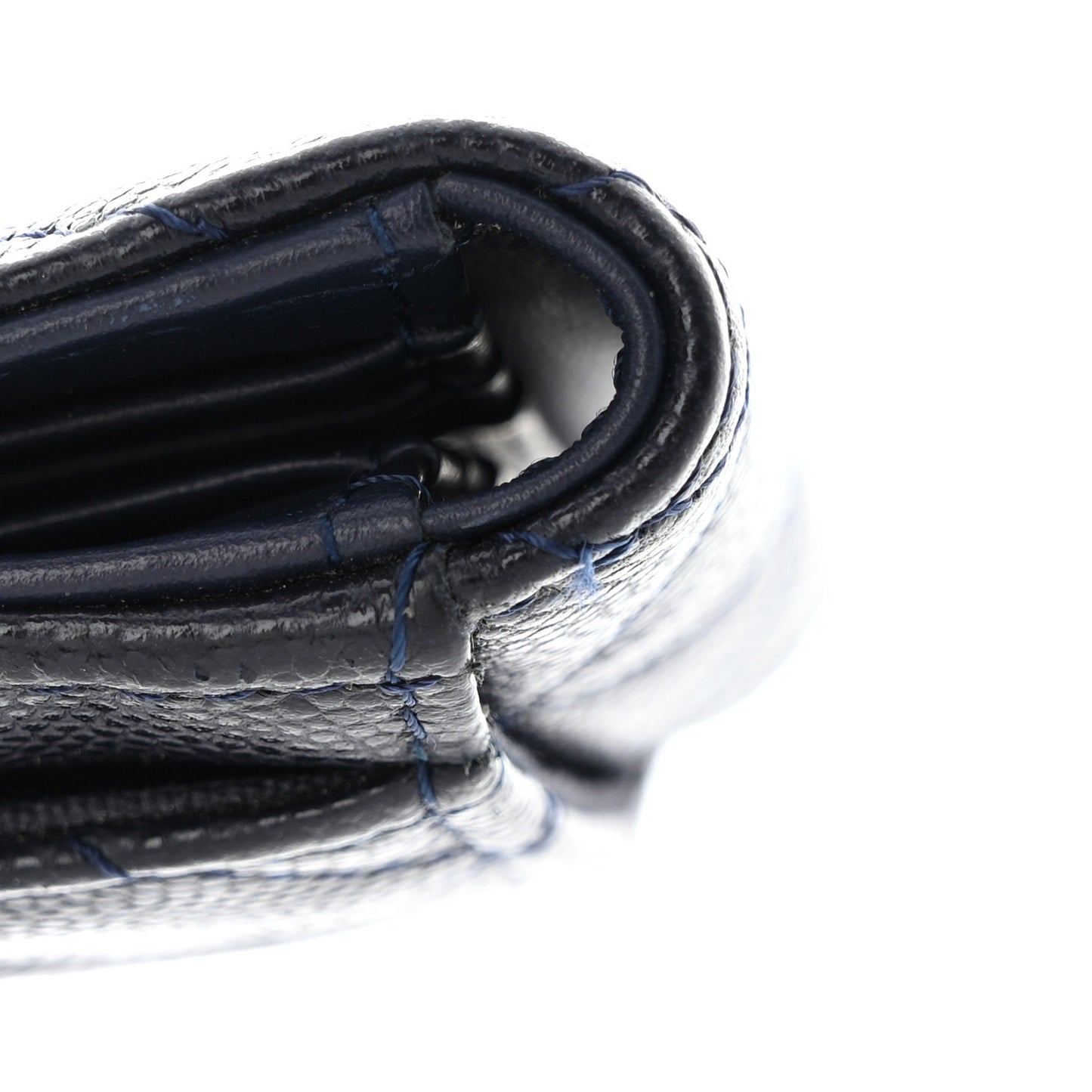 Caviar Quilted Bi-Fold Wallet Dark Blue