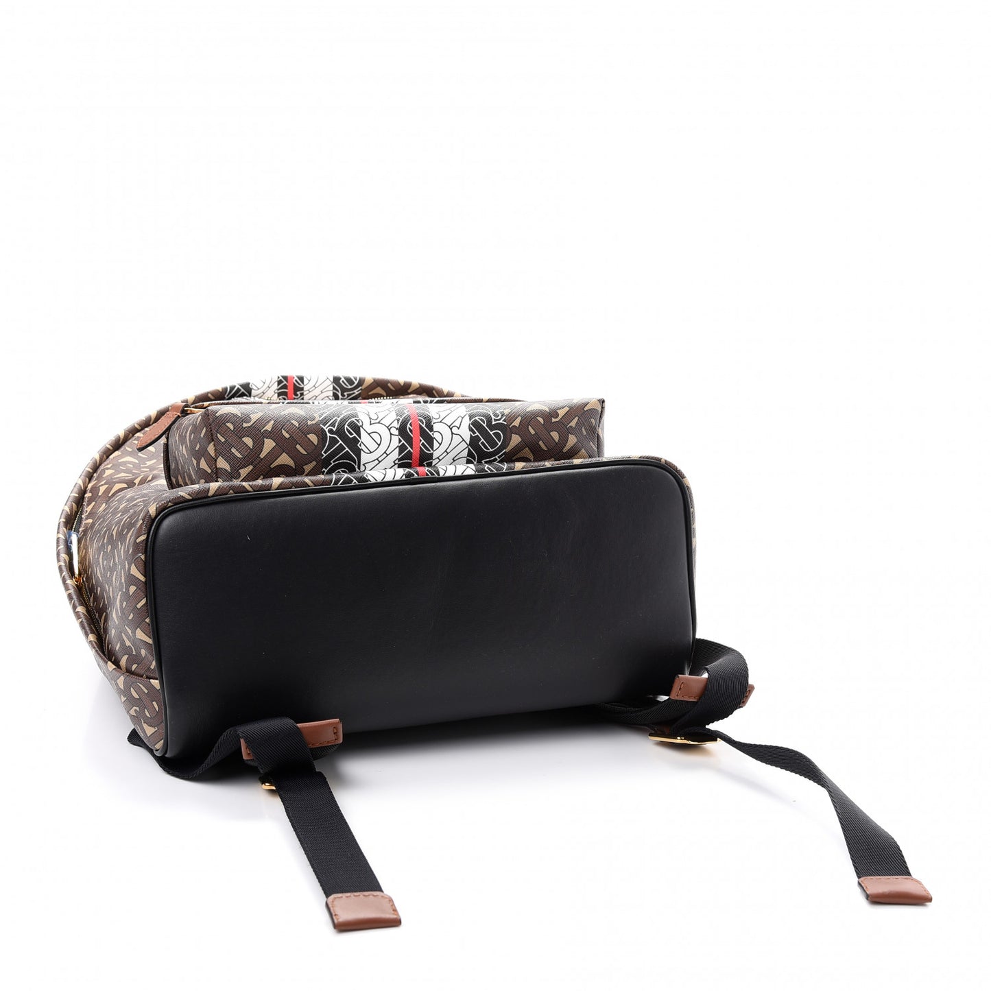 E-Canvas Monogram Stripe Backpack Bridle Brown