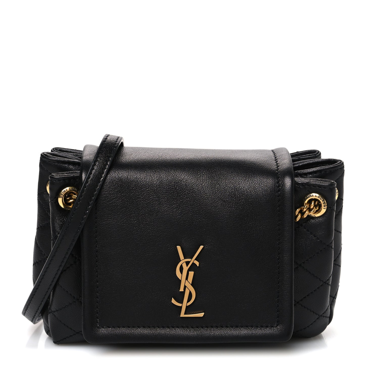 Lambskin Quilted Monogram Mini Nolita Black