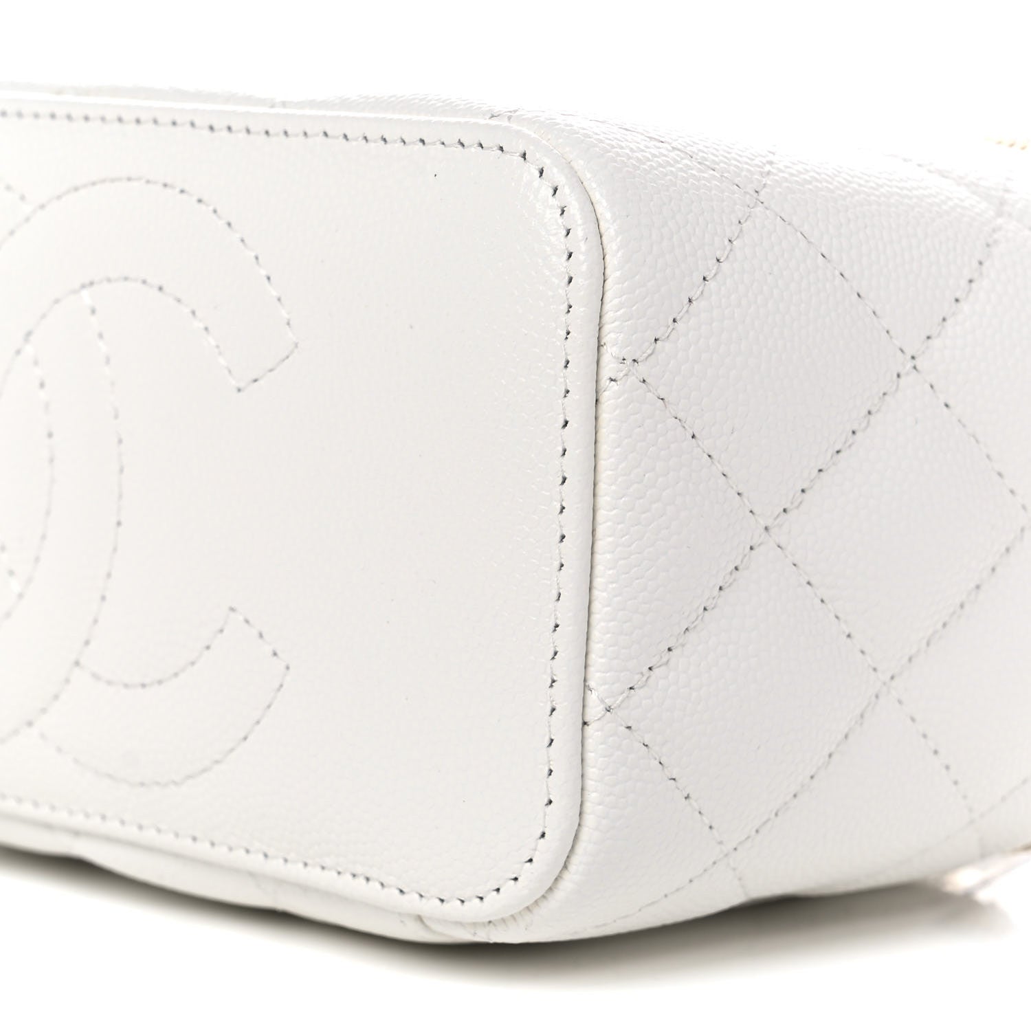 Chanel Caviar Quilted Small Vanity Case With Chain White 6 of 10