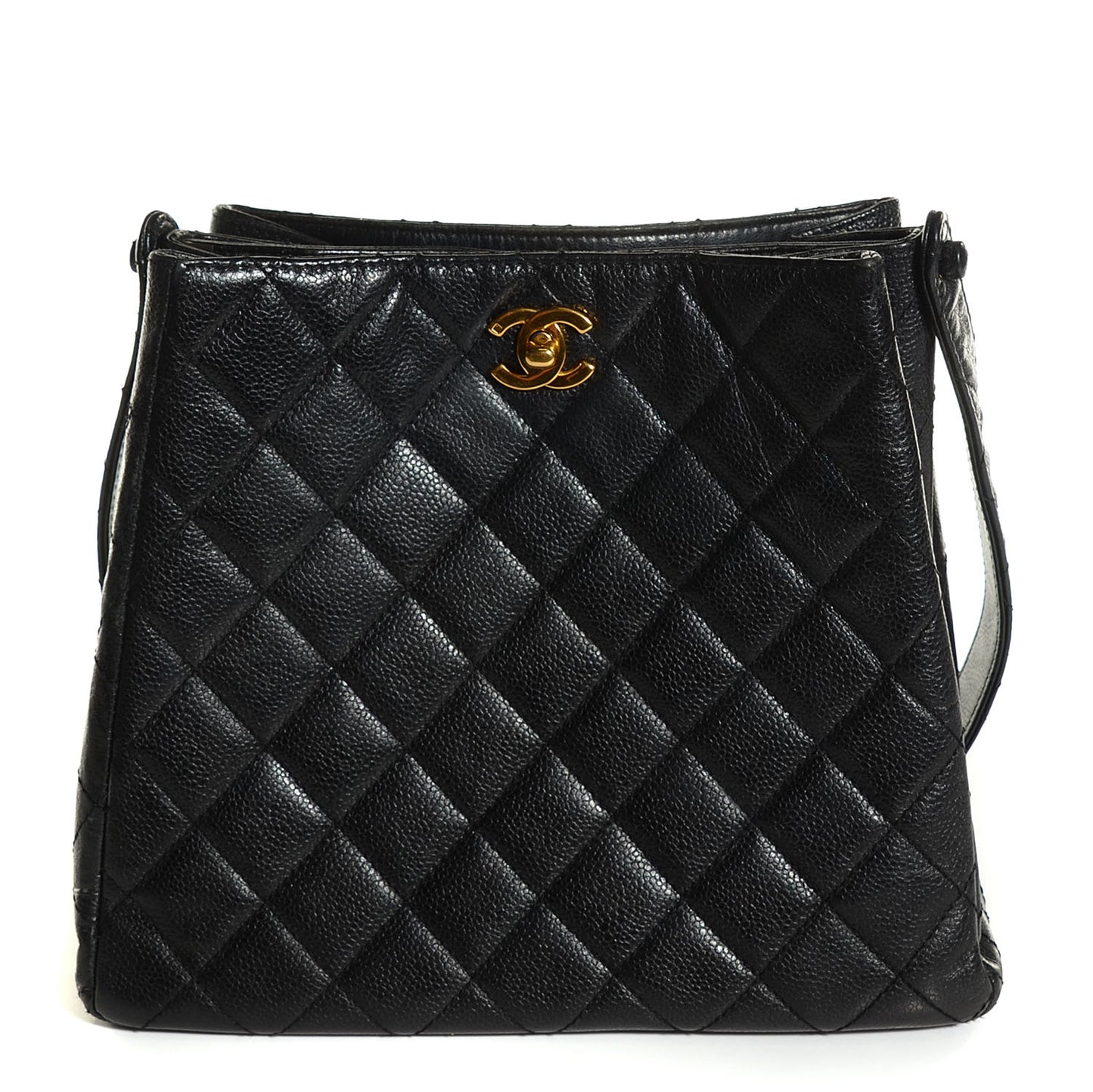 Caviar Quilted Shoulder Bag Black