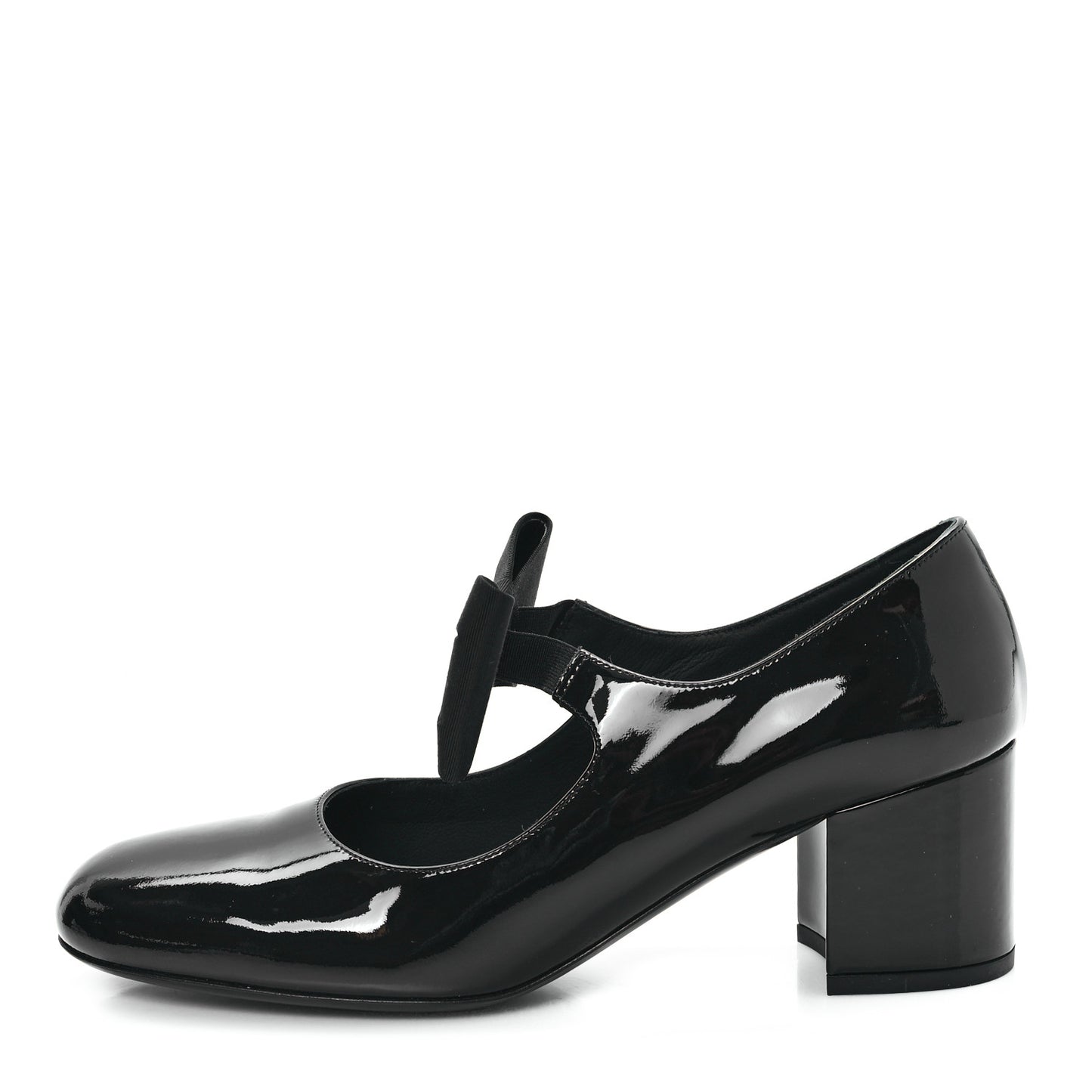 Patent Calfskin Grosgrain CC Mary Jane Pumps 40 Black