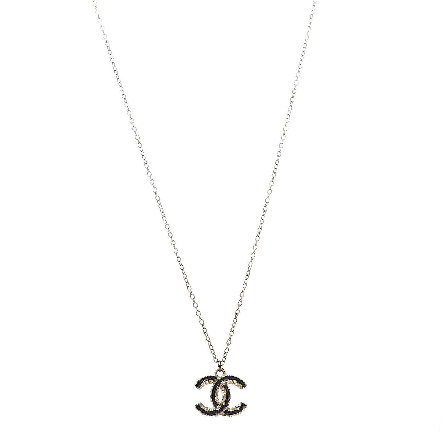 Enamel CC Baroque Necklace Black Gold
