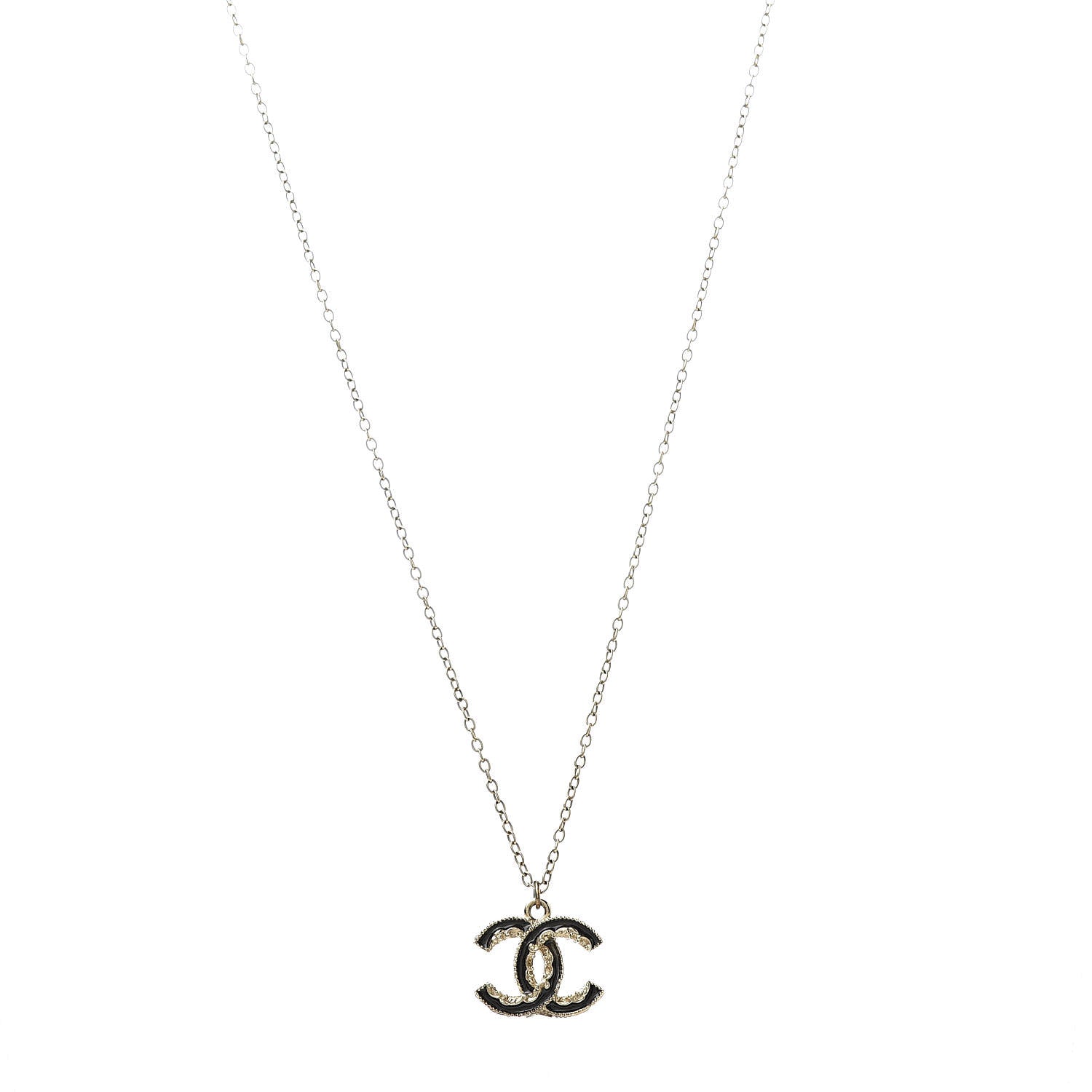 Chanel Enamel CC Baroque Necklace Black Gold 1 of 6