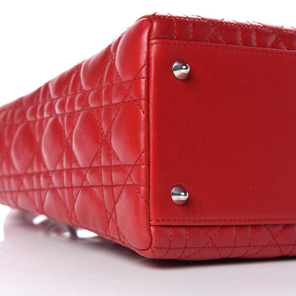 Christian Dior Lambskin Cannage Medium Lady Dior Red 5 of 9