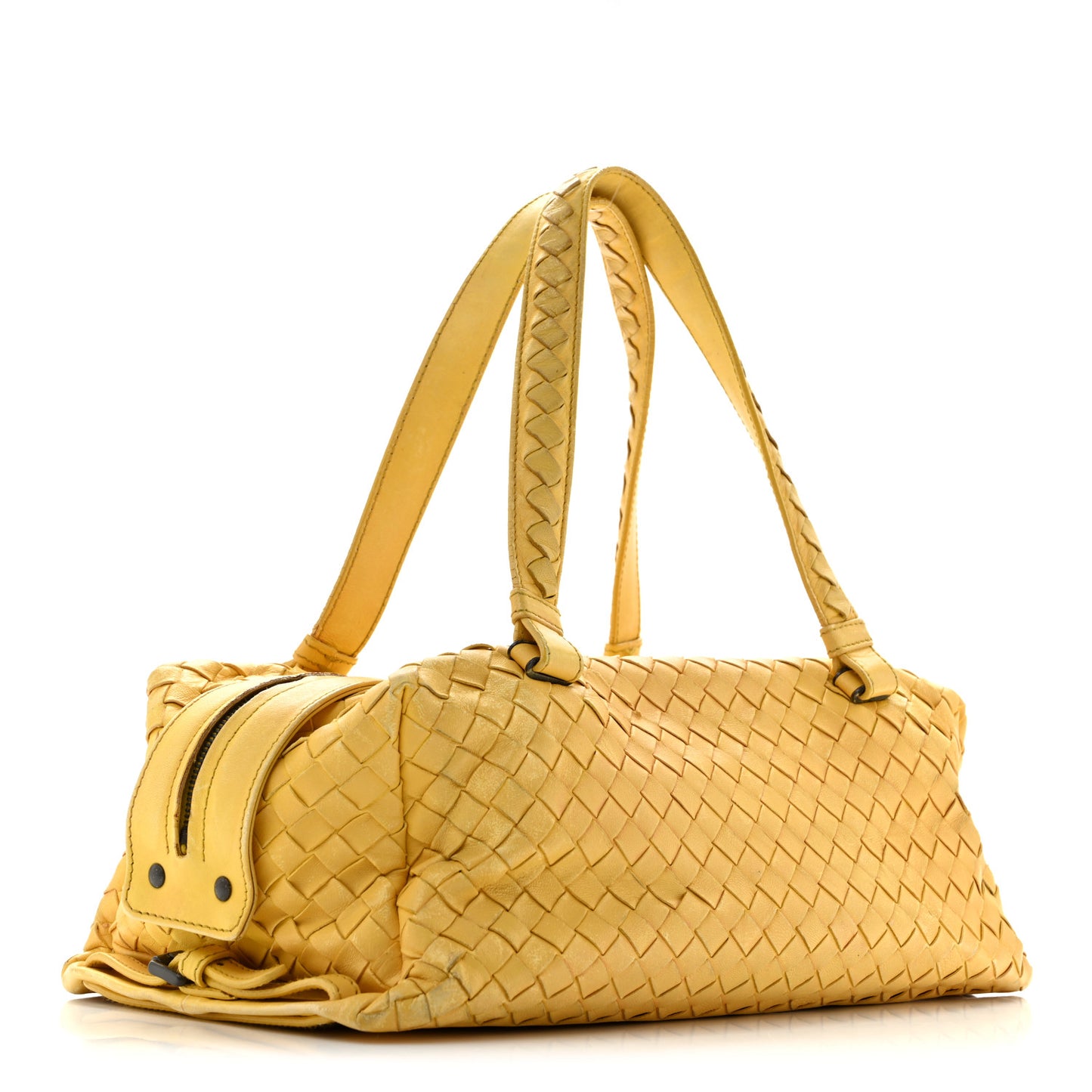 Nappa Intrecciato Woven Top Handle Bag Buttercup
