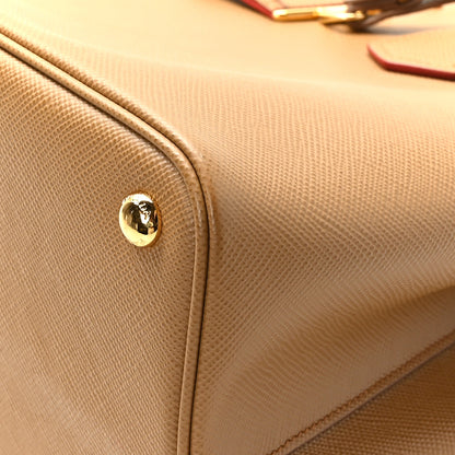 Prada Saffiano Cuir Medium Double Bag Noisette Papaya 8 of 10