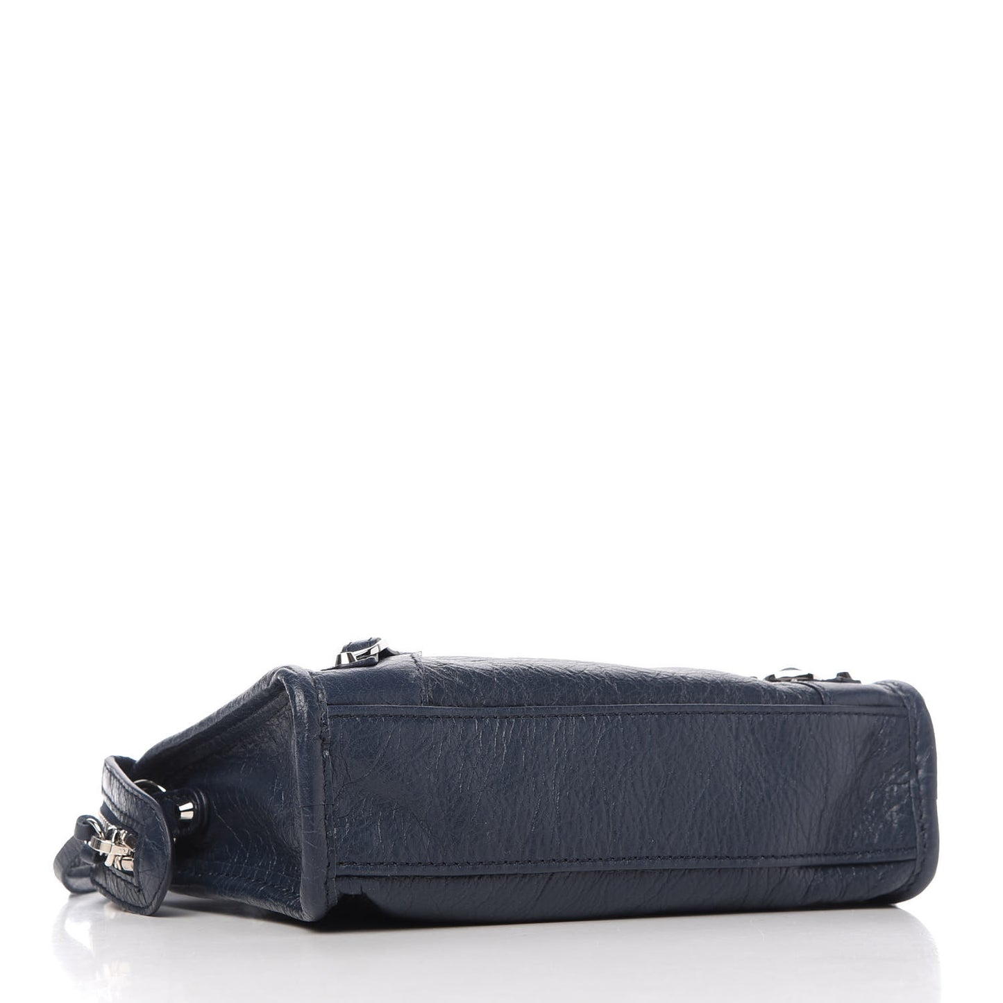 Agneau Classic Silver Hardware Nano City Bleu de Minuit