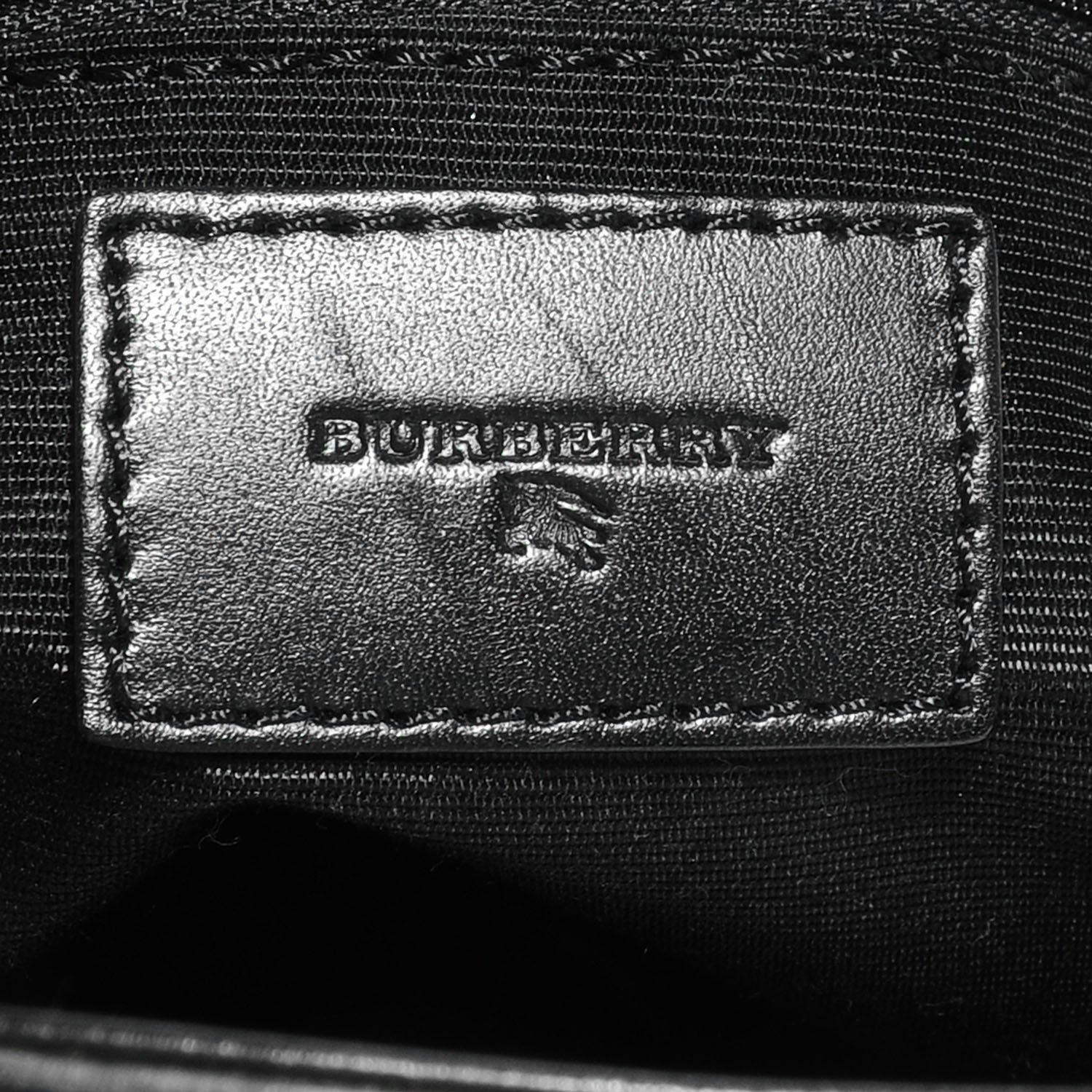 Burberry Leather Check Embossed Tote Black 7 of 9