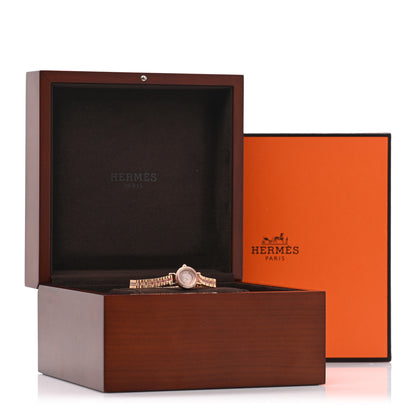 Hermes 18K Rose Gold Diamond Pink Sapphire 16mm Faubourg Quartz Watch 5 of 5