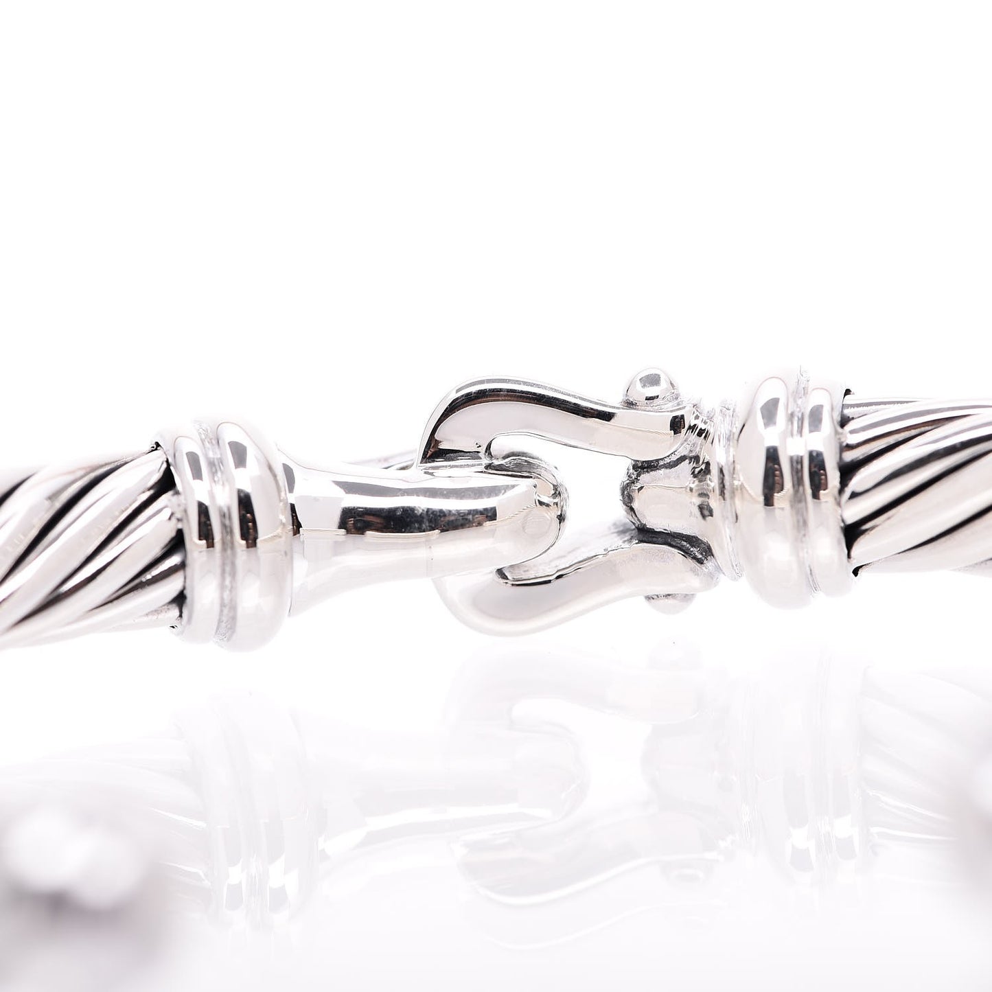 Sterling Silver Diamond 7mm Cable Buckle Cuff Bracelet