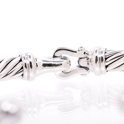 David Yurman Sterling Silver Diamond 7mm Cable Buckle Cuff Bracelet 4 of 7