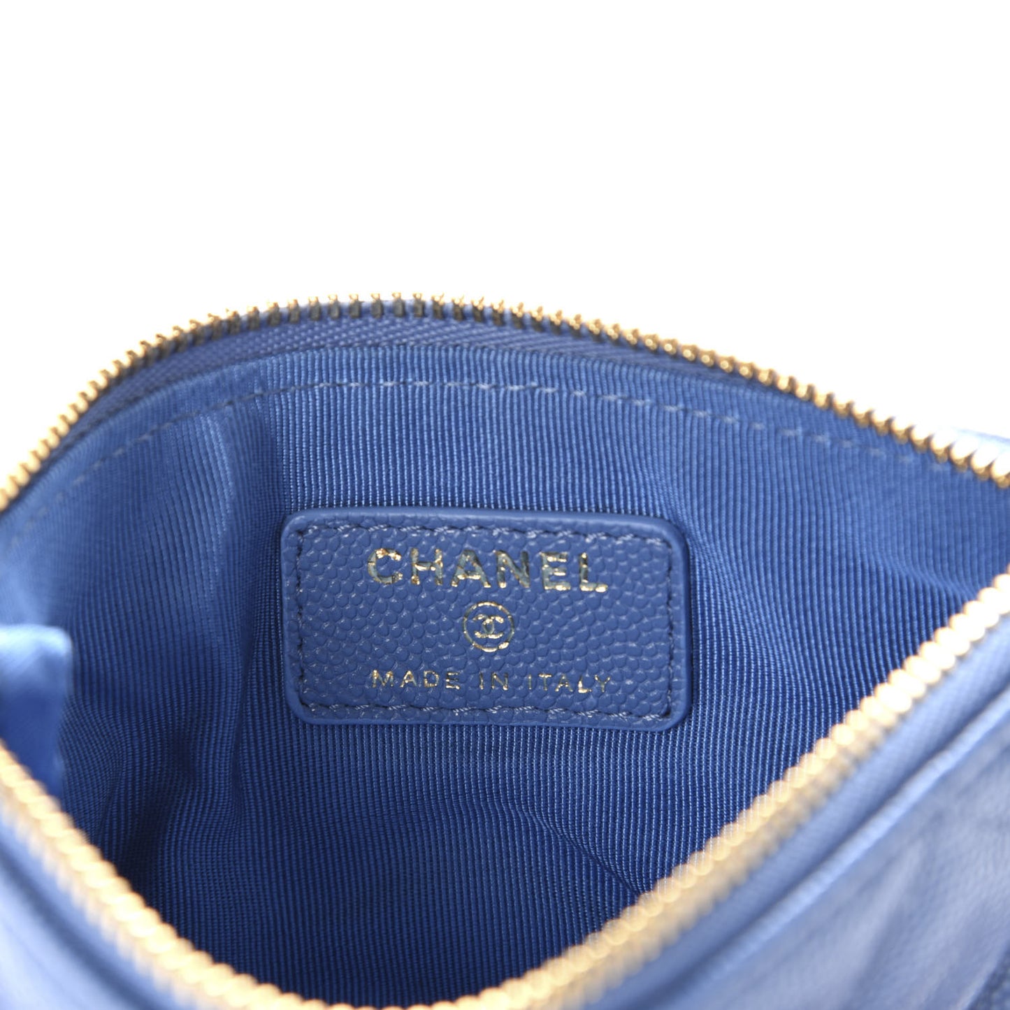 Caviar Quilted Small Cosmetic Case Blue