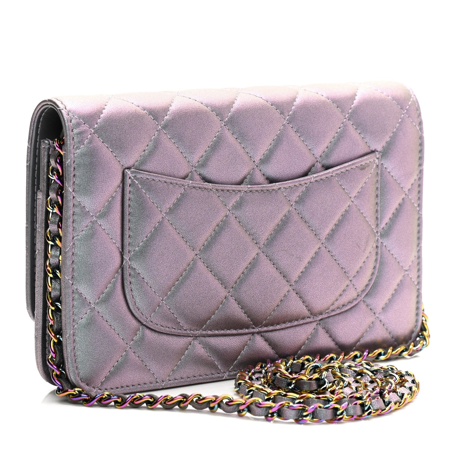 Chanel Iridescent Lambskin Quilted Reissue Wallet On Chain WOC Light Purple 3 of 12