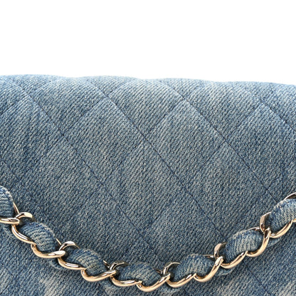 Chanel Denim Quilted Medium Double Flap Blue 8 of 10