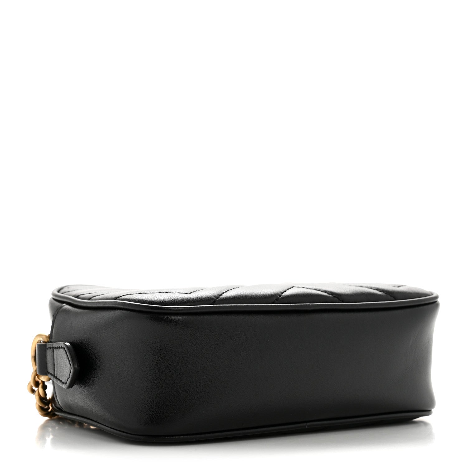 Gucci Calfskin Matelasse Mini GG Marmont Chain Shoulder Bag Black 4 of 12