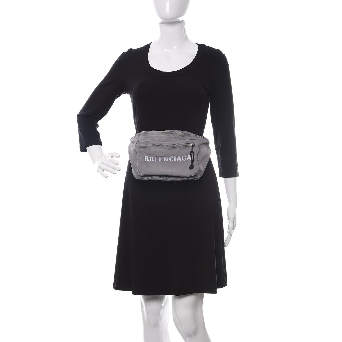 Textured Sport Nylon Logo Embroidered Wheel Beltpack Grey White