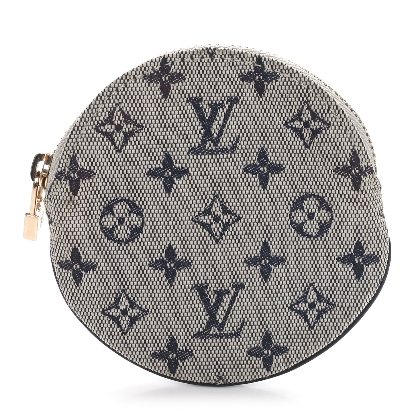 Mini Lin Croisette Round Coin Purse Blue