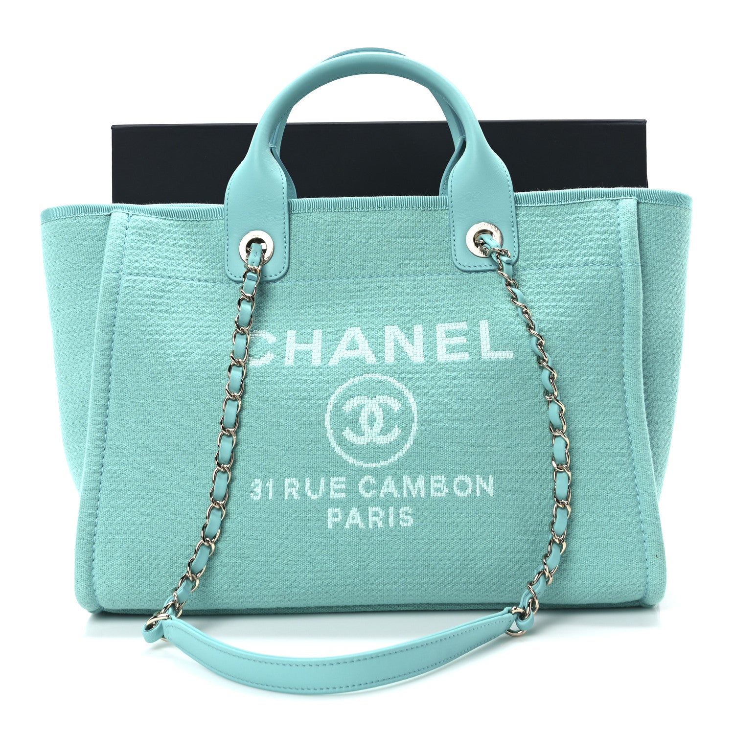 Chanel Mixed Fibers Small Deauville Tote Turquoise 12 of 12
