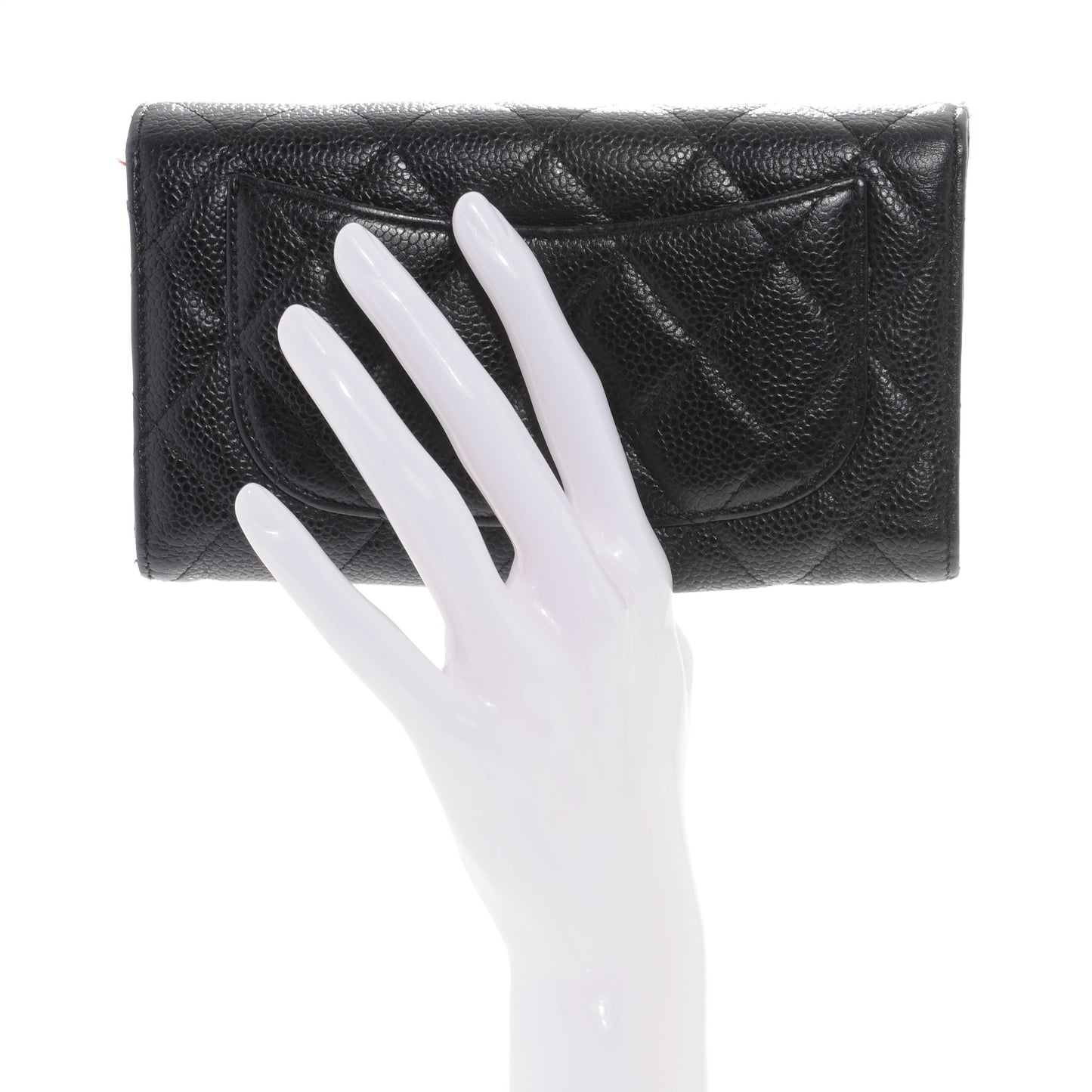 Caviar Quilted Long Flap Wallet Black