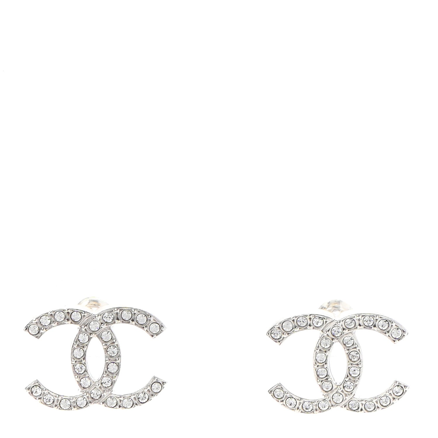 Chanel Crystal CC Earrings Silver 1 of 4