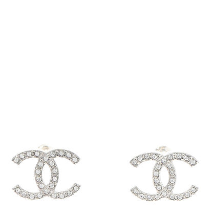 Chanel Crystal CC Earrings Silver 1 of 4