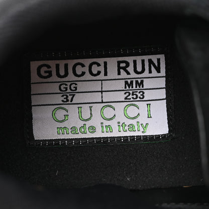 Gucci Tela Retino Mesh Crystal Suede GG Monogram Womens Gucci Run Sneakers 37 Black Silver 7 of 9