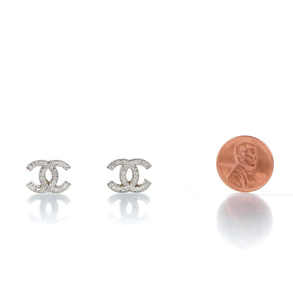 Chanel Crystal CC Earrings Silver 2 of 6