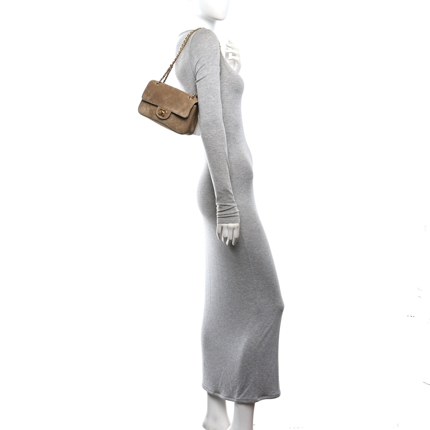 Chanel Suede Calfskin Mini Souplissimo Maxi Flap Dark Beige 2 of 11