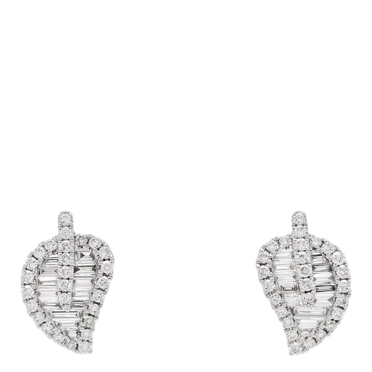 Anita Ko 18K White Gold Diamond Small Leaf Stud Earrings 1 of 4